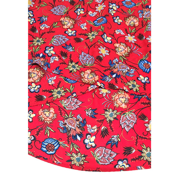 Chelsea & Theodore women's XL red flower long sleeve blouse - Picture 4 of 6